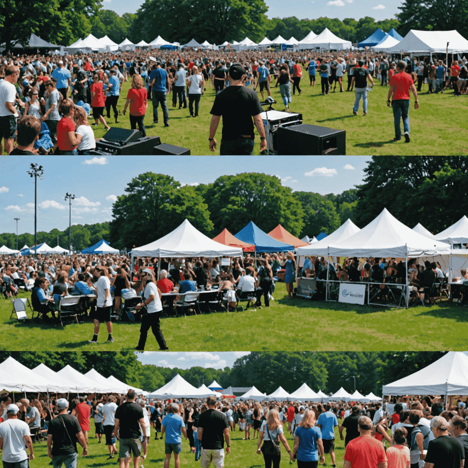 Collage of various RockLand Festival moments including crowd shots, performer close-ups, and colorful festival grounds